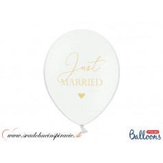 Balóny "JUST MARRIED" - Biele (6 ks) 