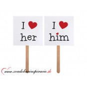 Kartičky na fotenie "I LOVE HIM, I LOVE HER" (2 ks) 